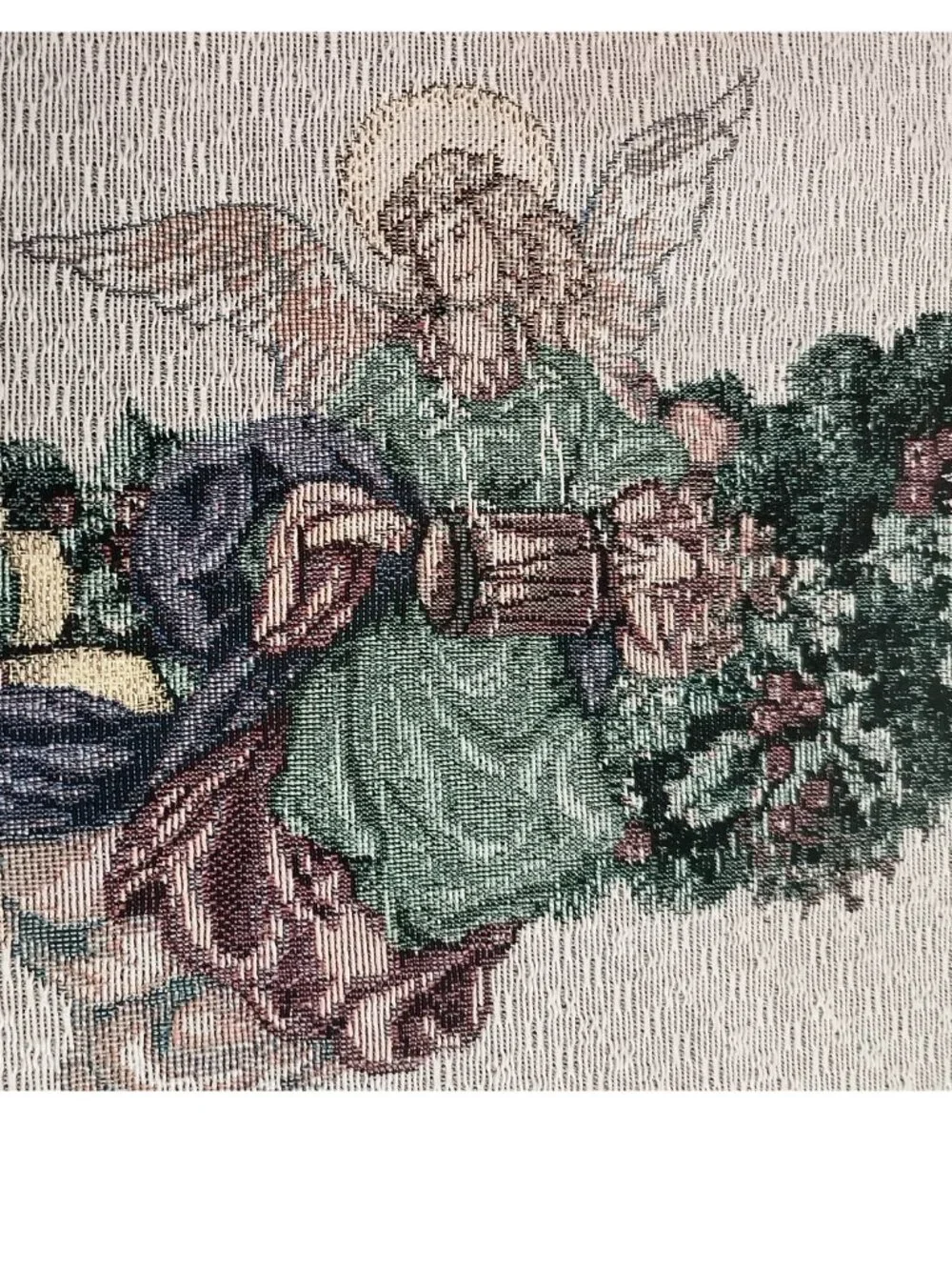 Vintage-style table runner featuring a romantic angel design 70